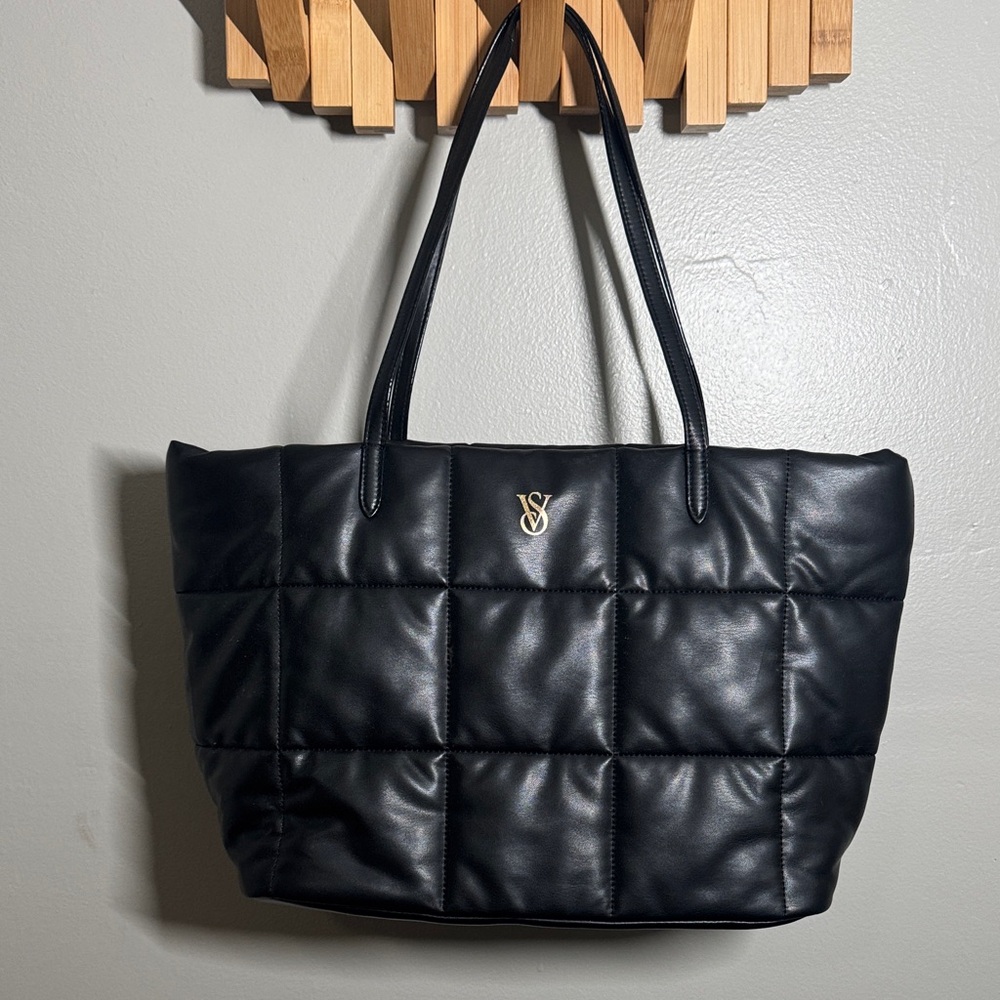 Victoria's Secret Black Quilted Tote Bag